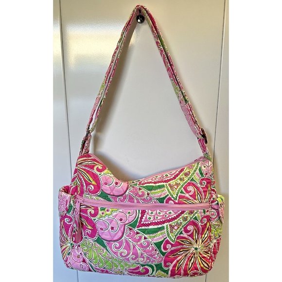 Vera Bradley Handbags - Vera Bradley Retired Petal Pink On The Go Shoulder Bag Purse Floral Quilted MINT